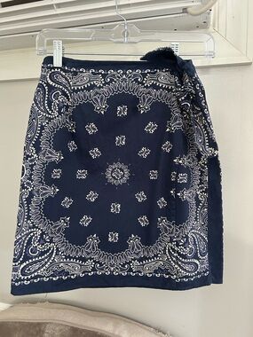 Ultra Pink Navy and White Bandana Print Wrap Skirt